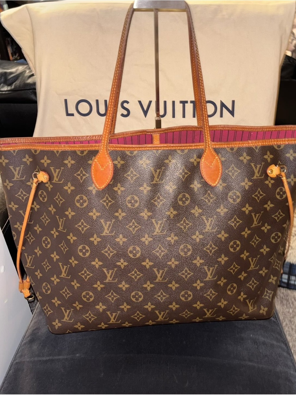 Louis Vuitton Monogram Neverfull Tote in Brown with Pink Interior